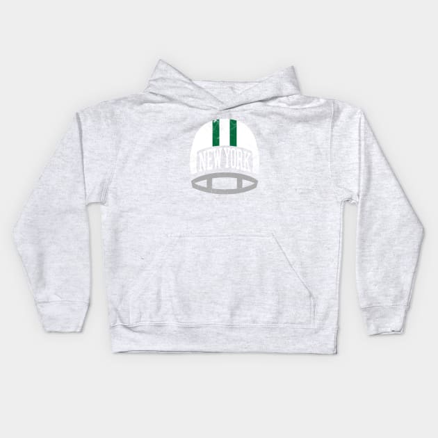 NYJ Retro Helmet - Green Kids Hoodie by KFig21